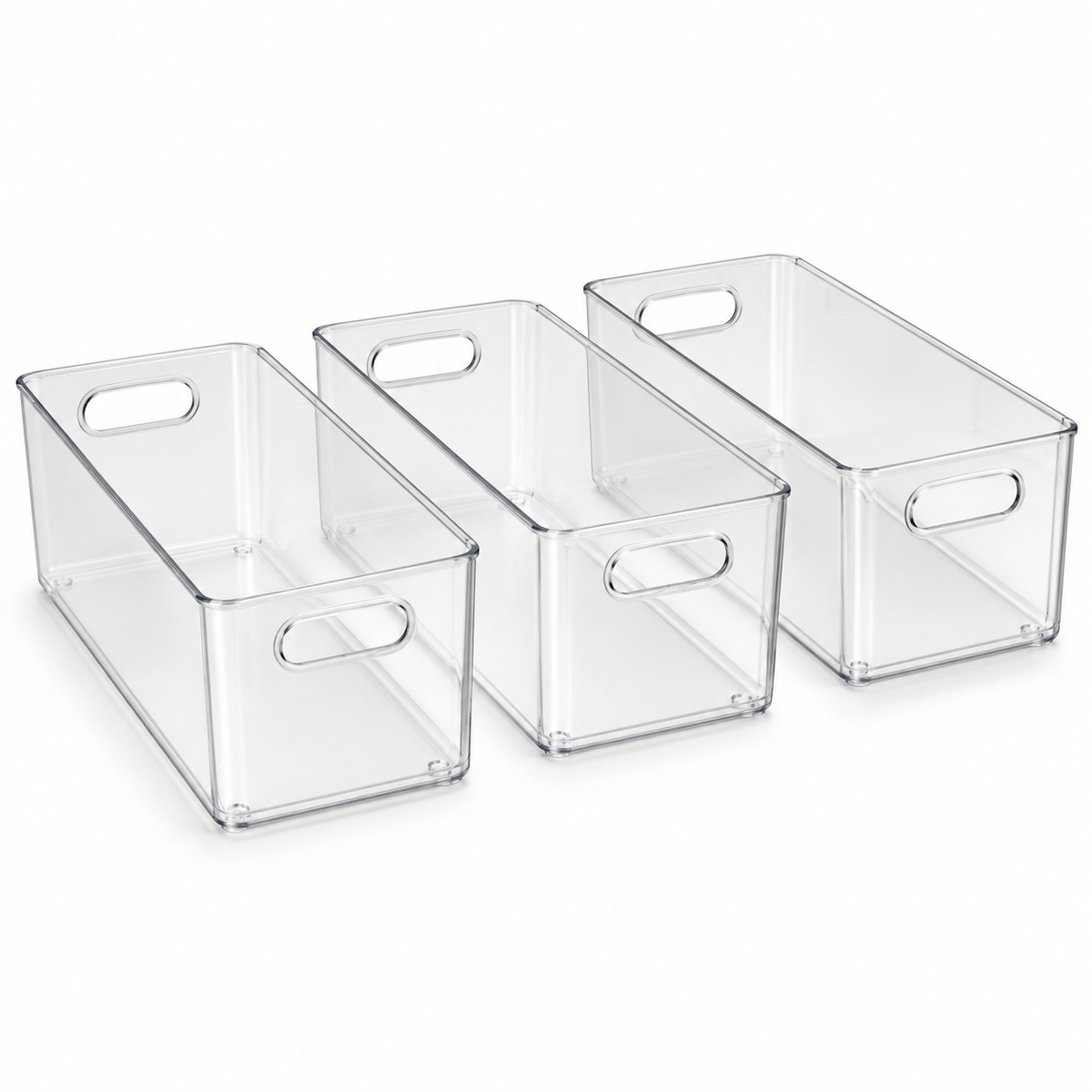 Clear Pantry Organizer Bins - Set of 3