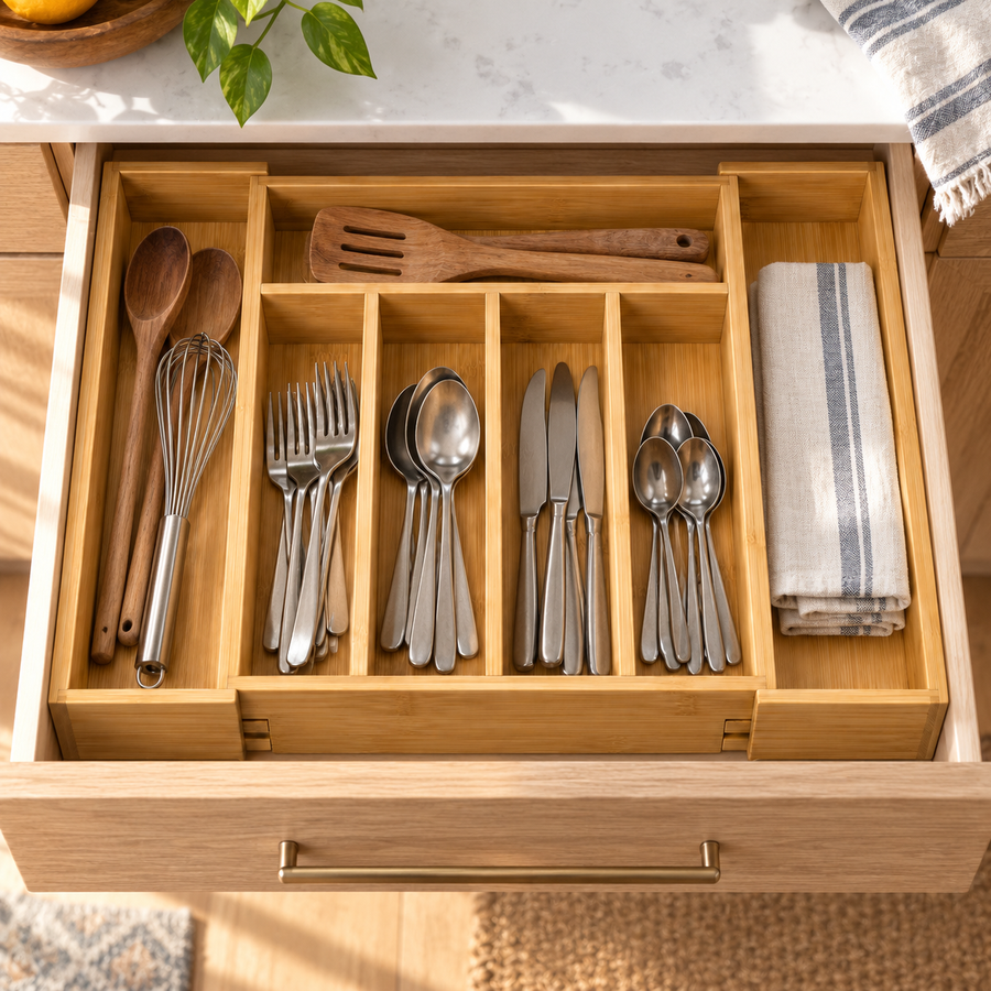 Expandable Bamboo Drawer Organizer