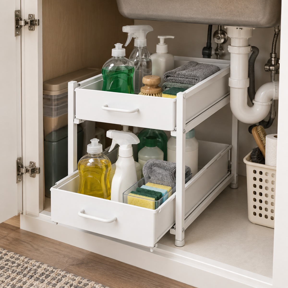 Two-Tier Under-Sink Sliding Organizer