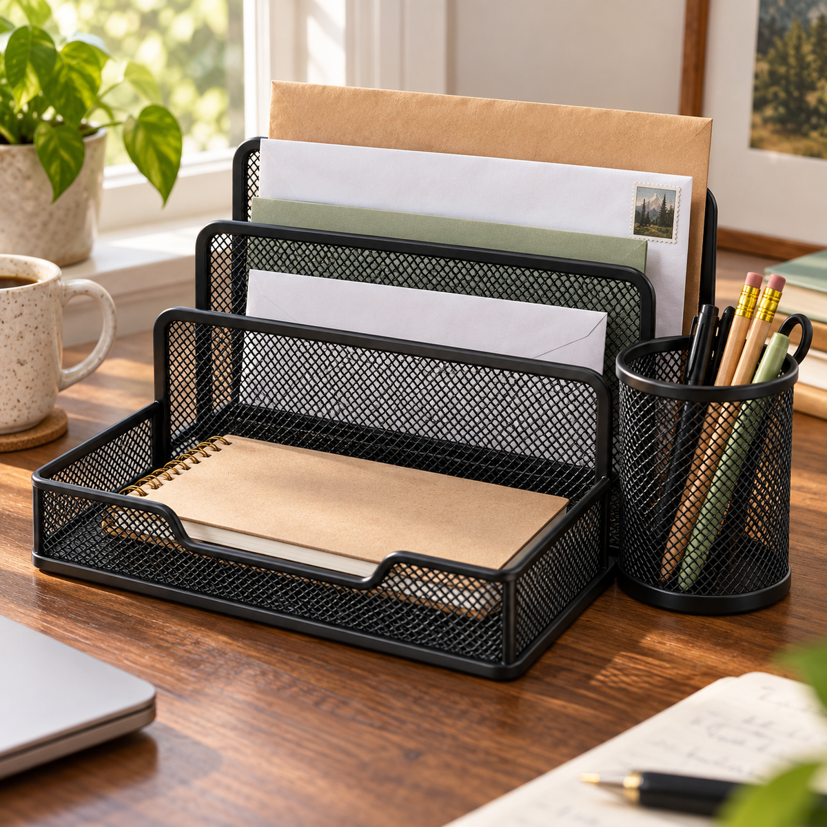 Black Mesh Desk Organizer
