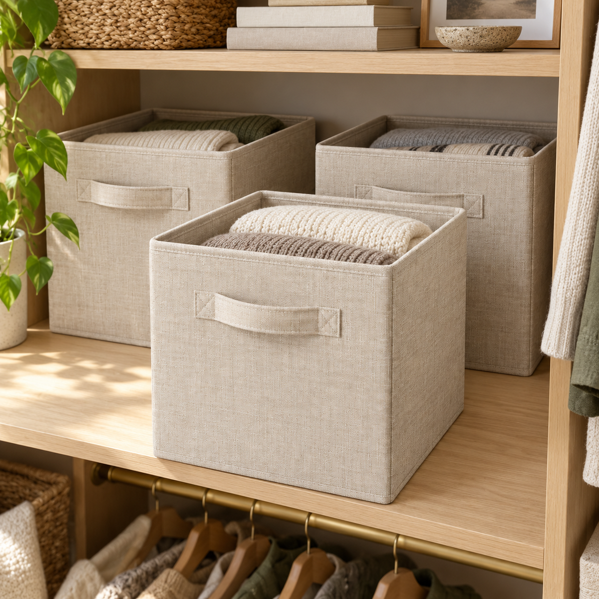 Woven Fabric Storage Cubes - Set of 3