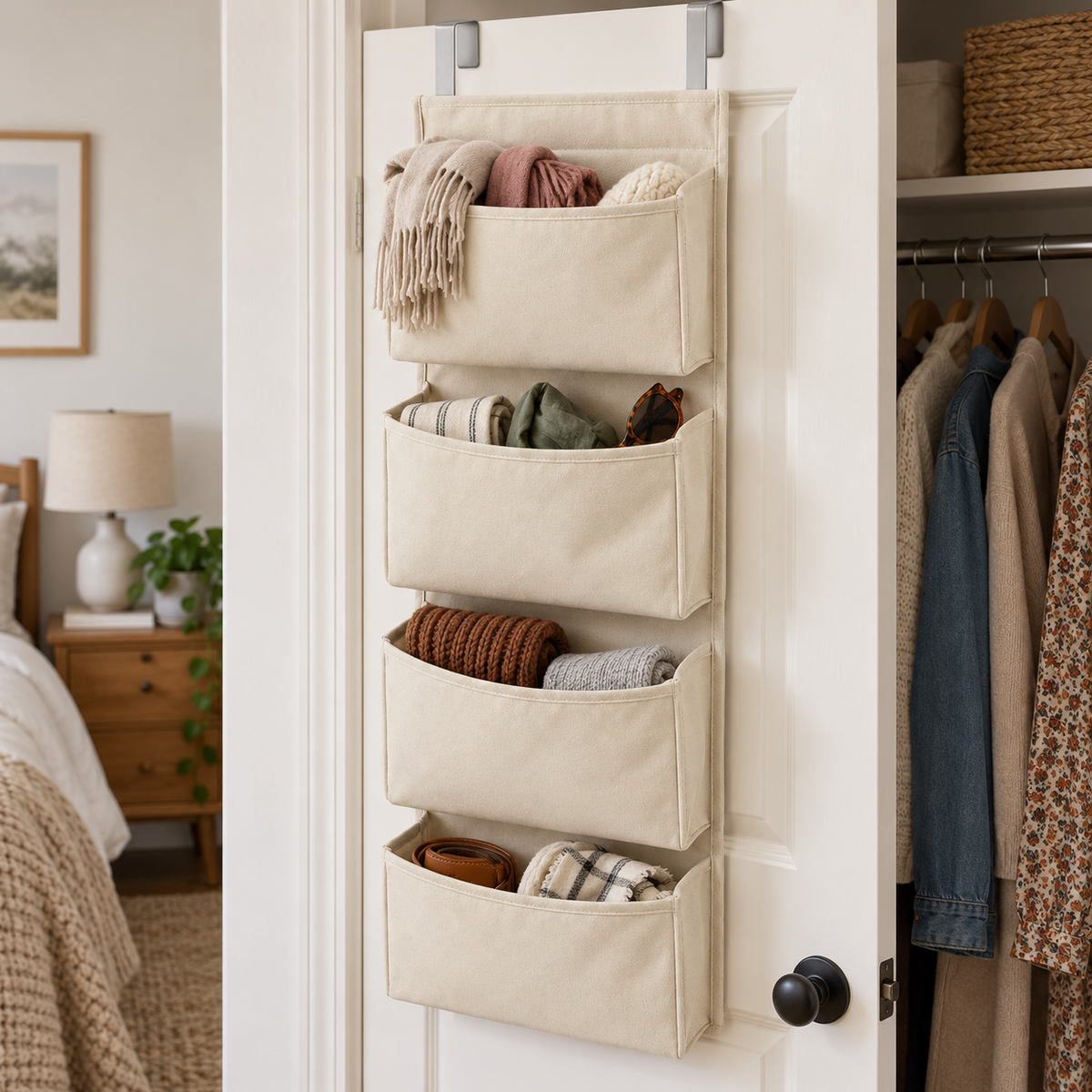 Four-Pocket Over-Door Canvas Organizer