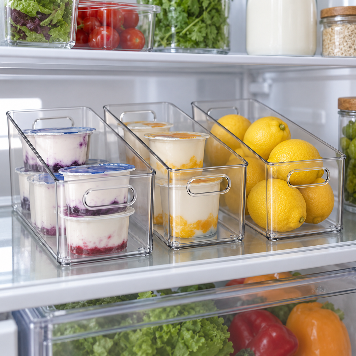 Clear Pantry Organizer Bins - Set of 3