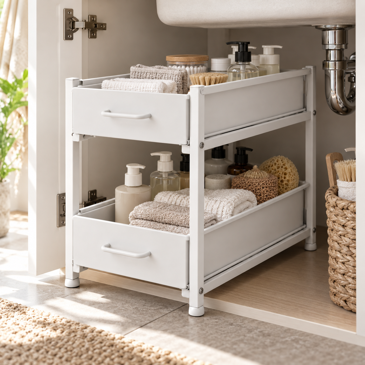 Two-Tier Under-Sink Sliding Organizer