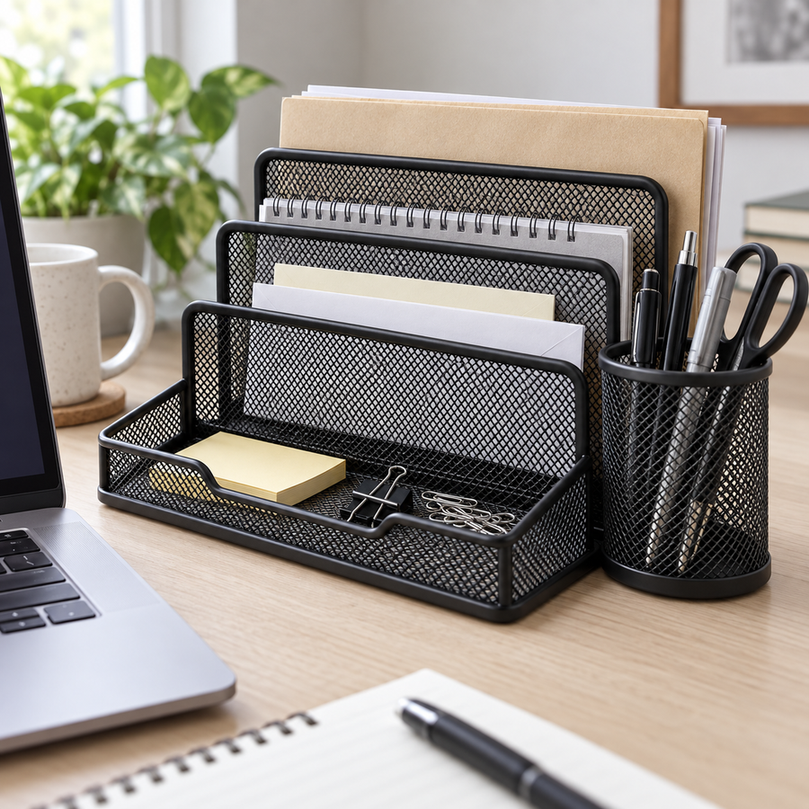 Black Mesh Desk Organizer